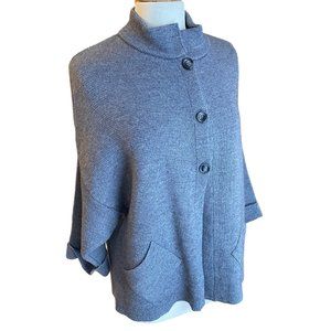 Cocogio Italy Merino Wool Blend Cardigan Gray Lagenlook Button Neutral Scandi-L